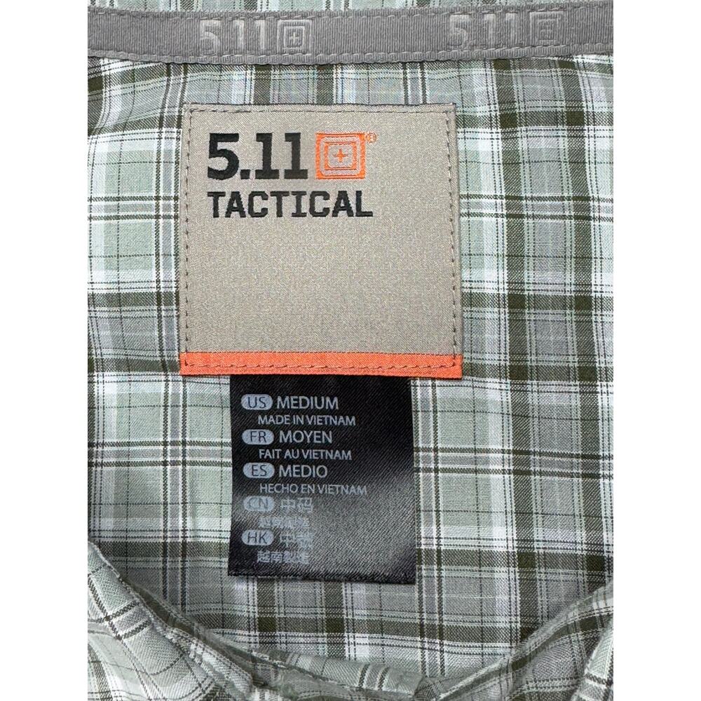 5.11 Tactical Men's Short Sleeve Gray Plaid Pearl Snap Shirt - Size M - Picture 4 of 5